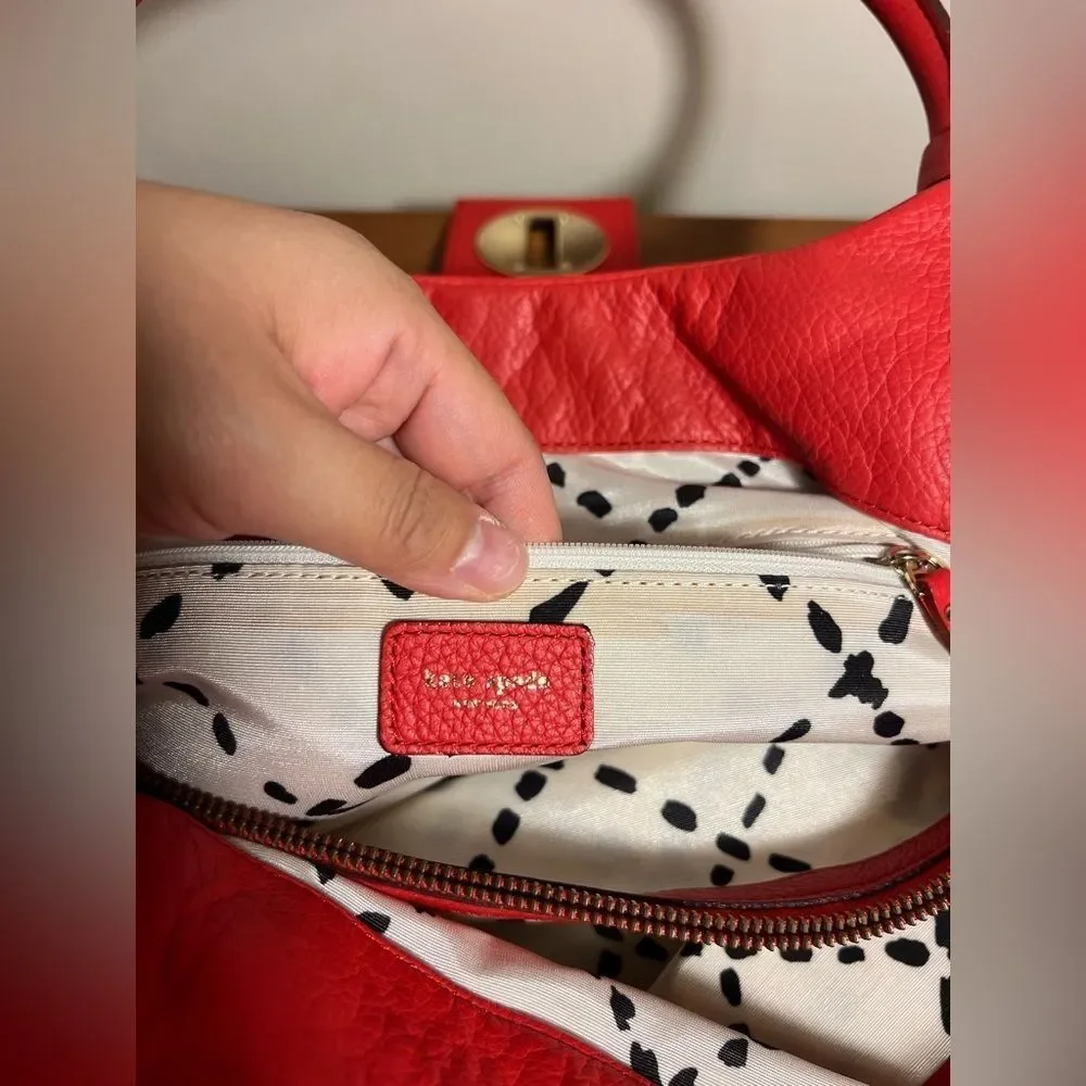 NEW red Kate Spade handbag satchel in soft leather BEXLEY STEVIE
